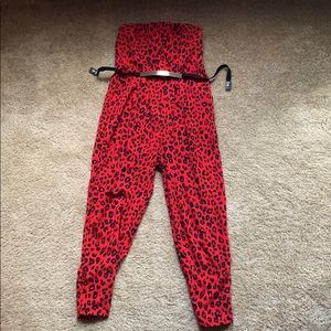 Red Leopard Print Jumpsuit